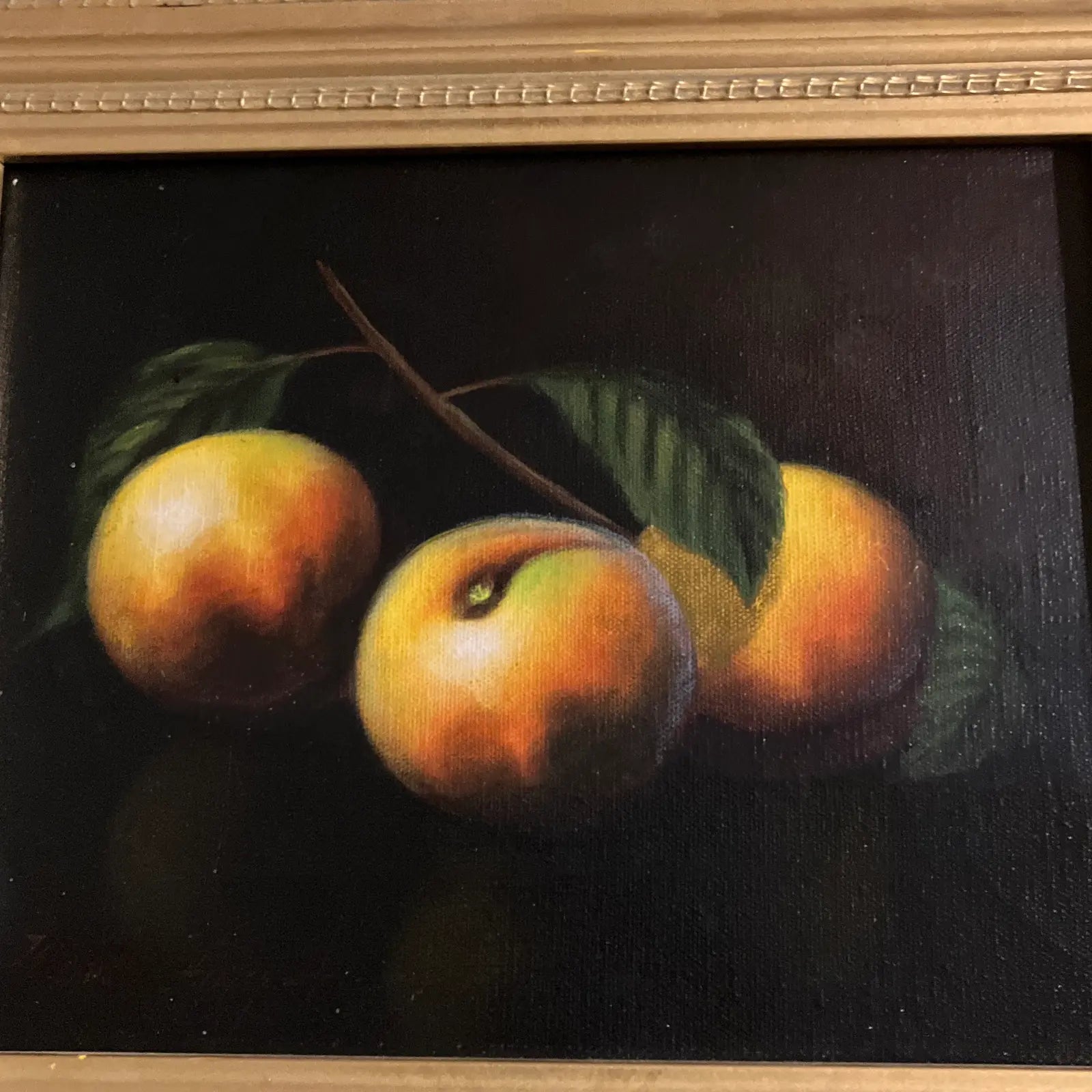 Vintage Still Life Painting with Peaches