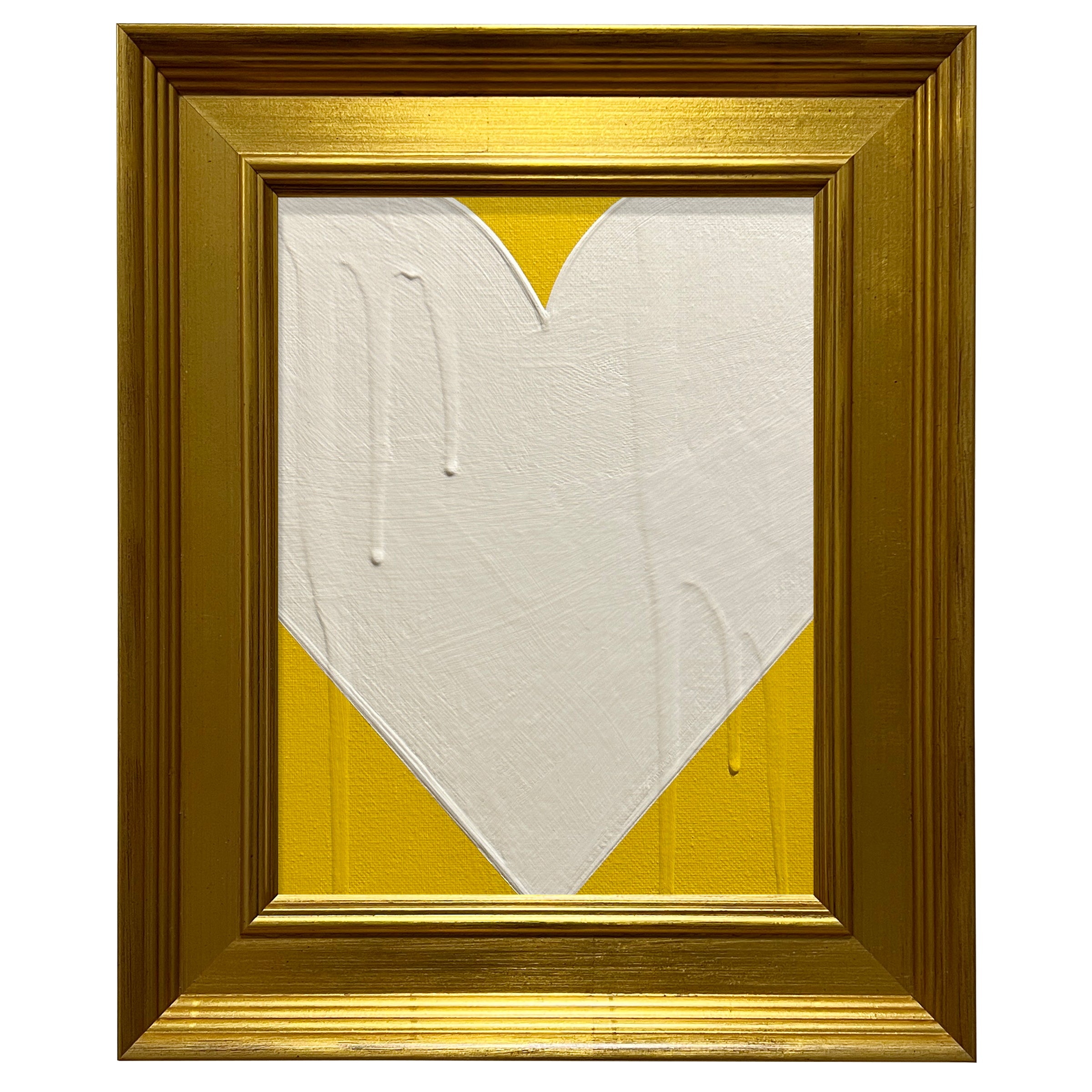 Mini Heart Yellow/Cream Acrylic Painting by Ron Giusti