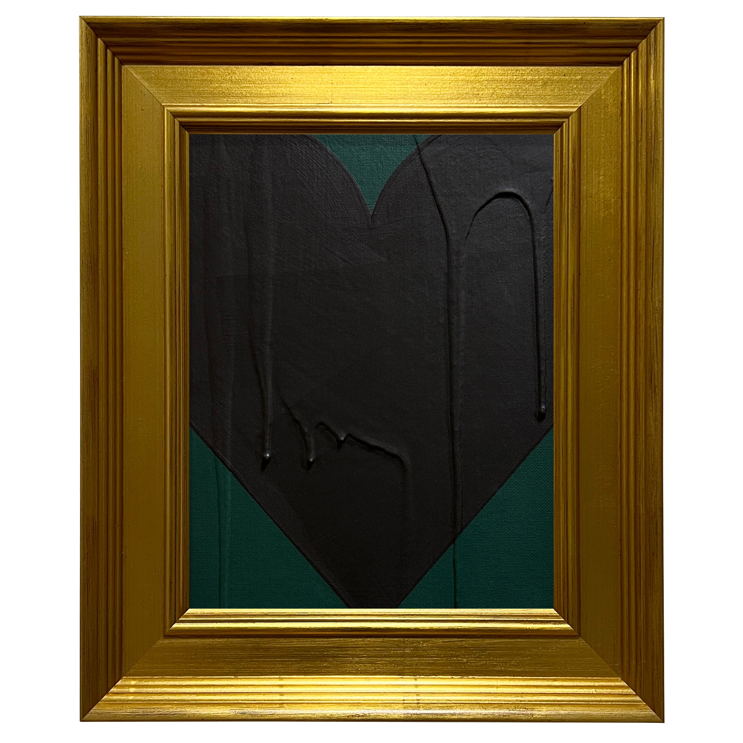 Mini Heart Hunter Green/Black Acrylic Painting by Ron Giusti