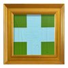 Mini Swiss Cross Kelly/Light Blue Acrylic Painting by Ron Giusti