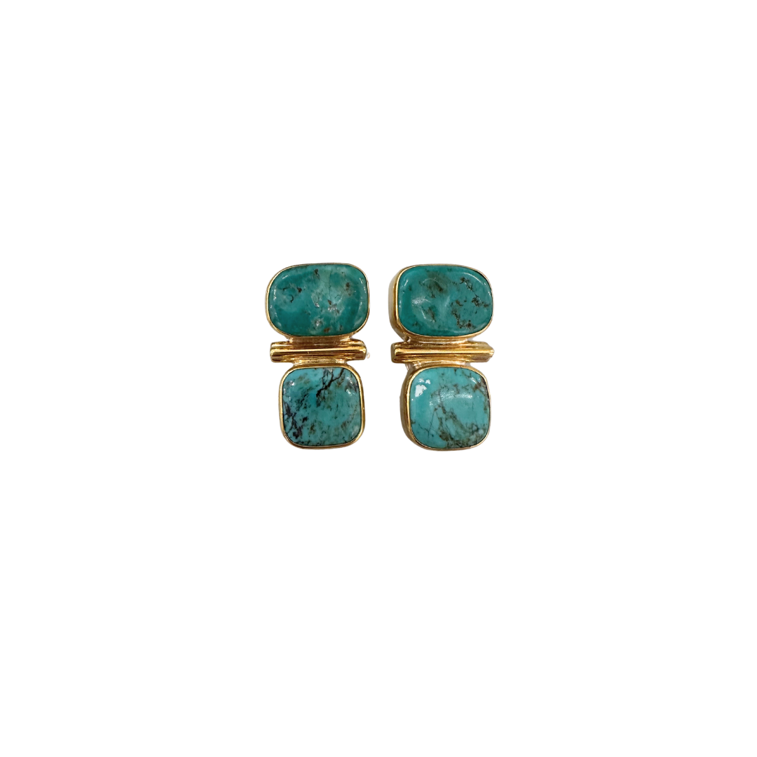 Jan Mclaughlin Earrings - Double Dark Turquoise
