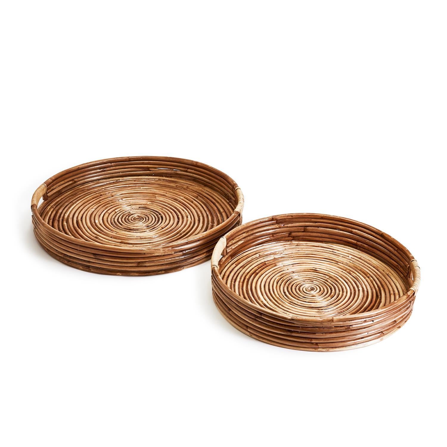 Hand Crafted Round Trays, Set of 2