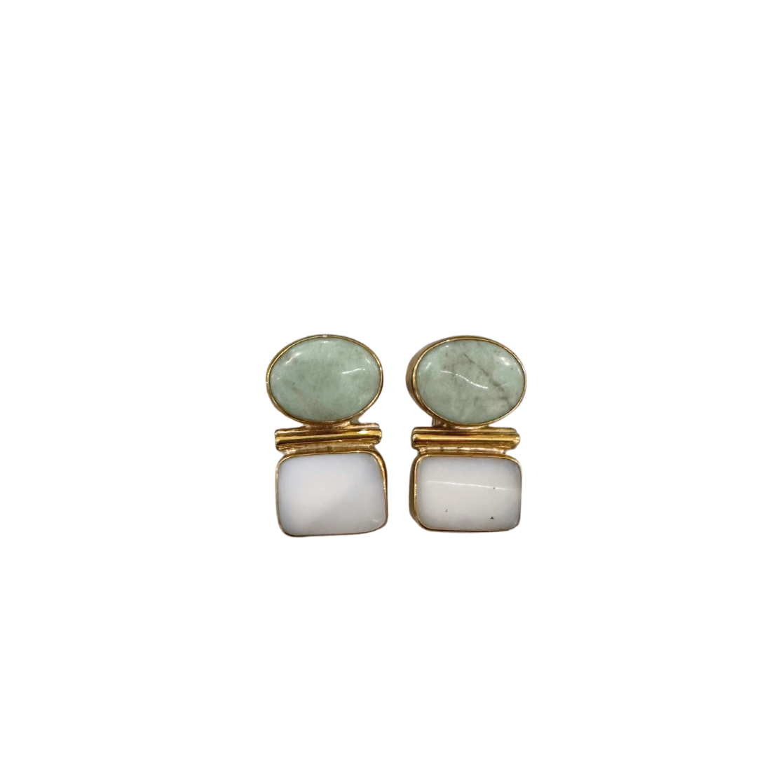 Jan Mclaughlin Earrings - Jade + White Jade
