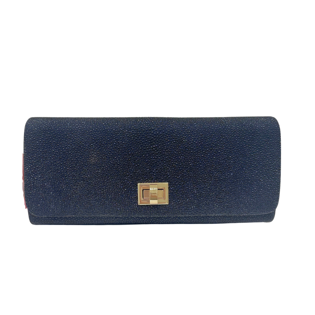 Shagreen Clutch by Scotstyle, Black + Gold
