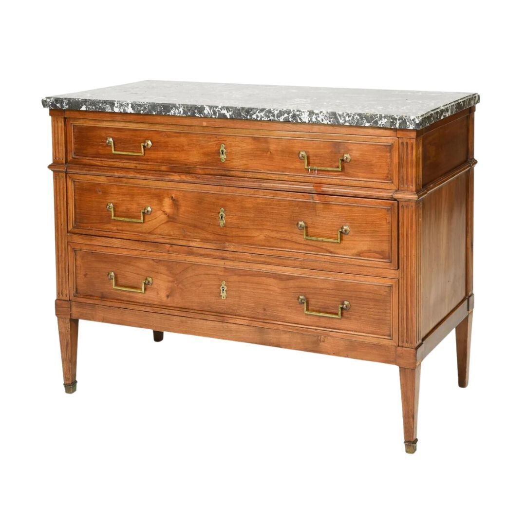 Louis XVI Style Commode with Black Marble Top