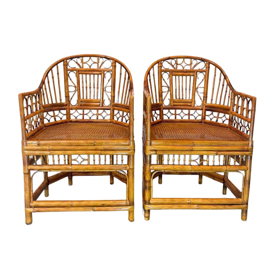 Vintage Bamboo Brighton Pavilion Chairs, Pair