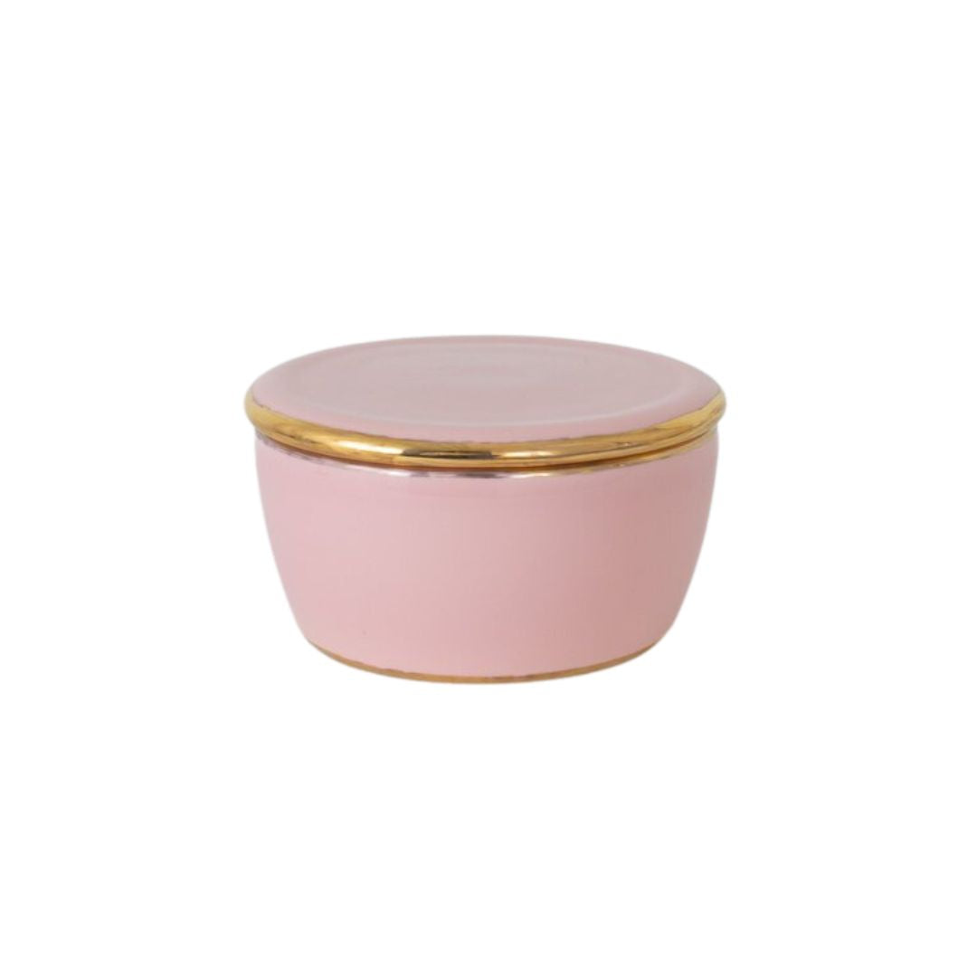 Paul Schneider Medium Round Box, Powder Pink + Gold Luster