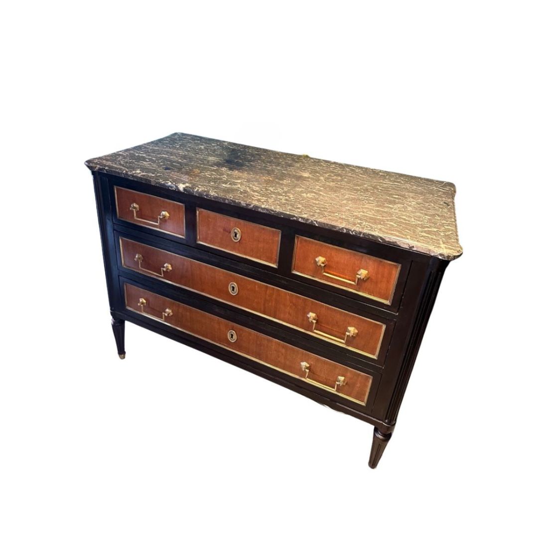 19th Century Louis XVI-Style Commode with Black Marble Top
