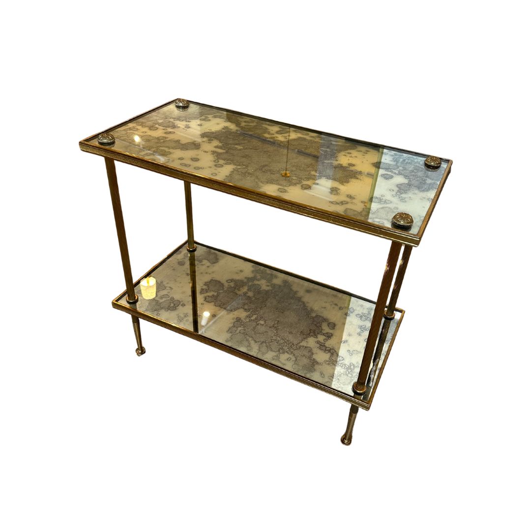 Maison Bagués Brass and Antique Glass Side Table