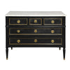 Vintage Ebonized Louis XVI Style Commode with White Marble Top