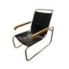 Pair of Marcel Breuer Thonet B35 Chairs in Black Leather with Maple Armrests