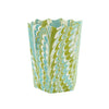 Scallop Waste Bin Hand-Marbled in Green/Robin Blue