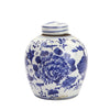 Blue and White Lid Mini Jar Peony Lotus Motif