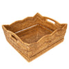 Handwoven Scalloped Rectangular Basket Tray, Medium