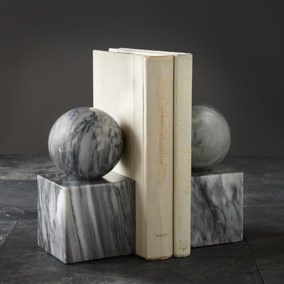 Grey Marble Bookends