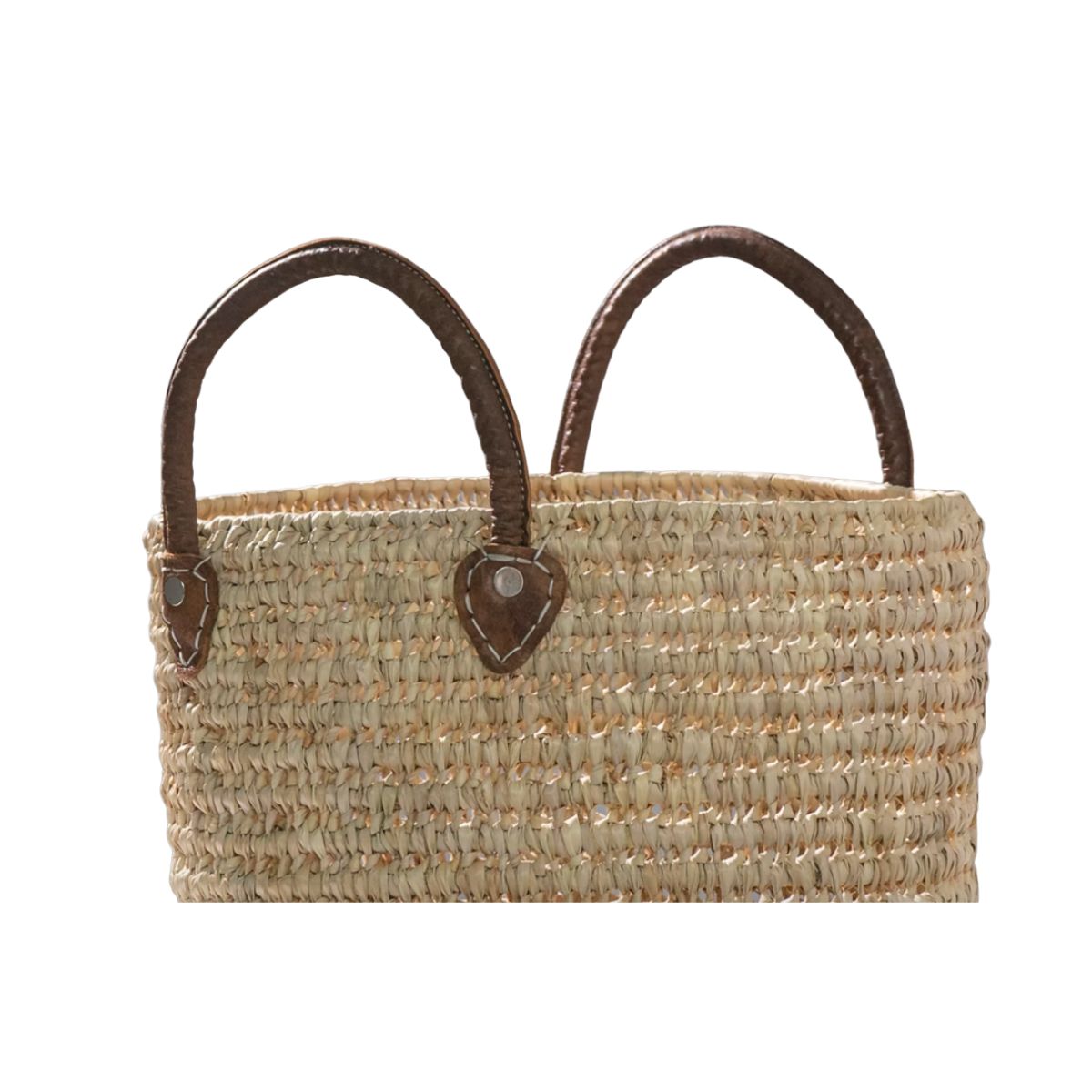 Woven Basket with Leather Handles