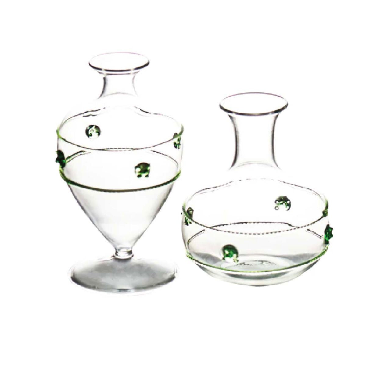Rose Glass Bud Vases, Set of 2, Green