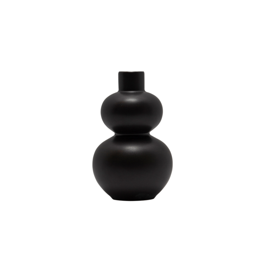 Double Lobed black mini vase 