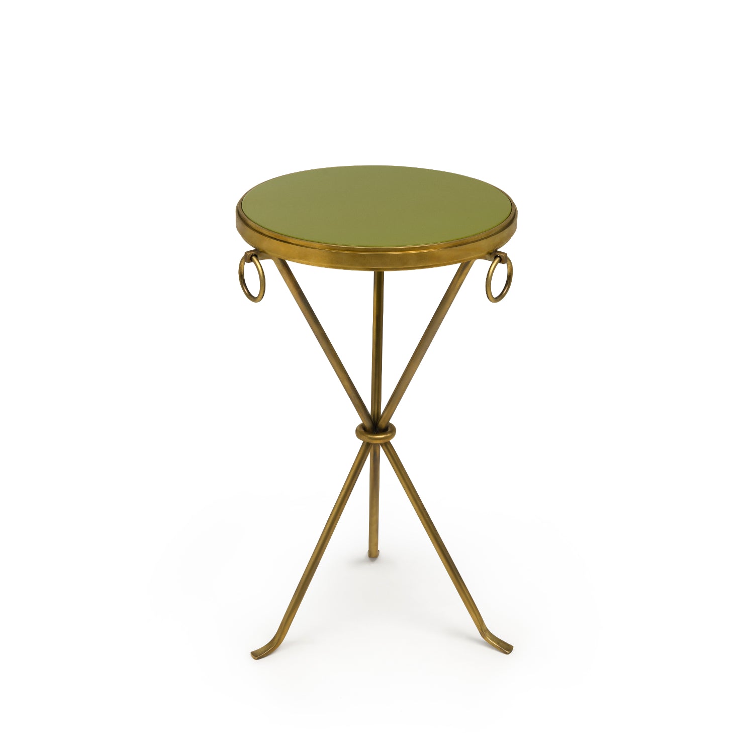Lacquer Drinks Table Brass Base, Green by The Lacquer Company