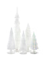 White Glass Christmas Trees, Set of 5