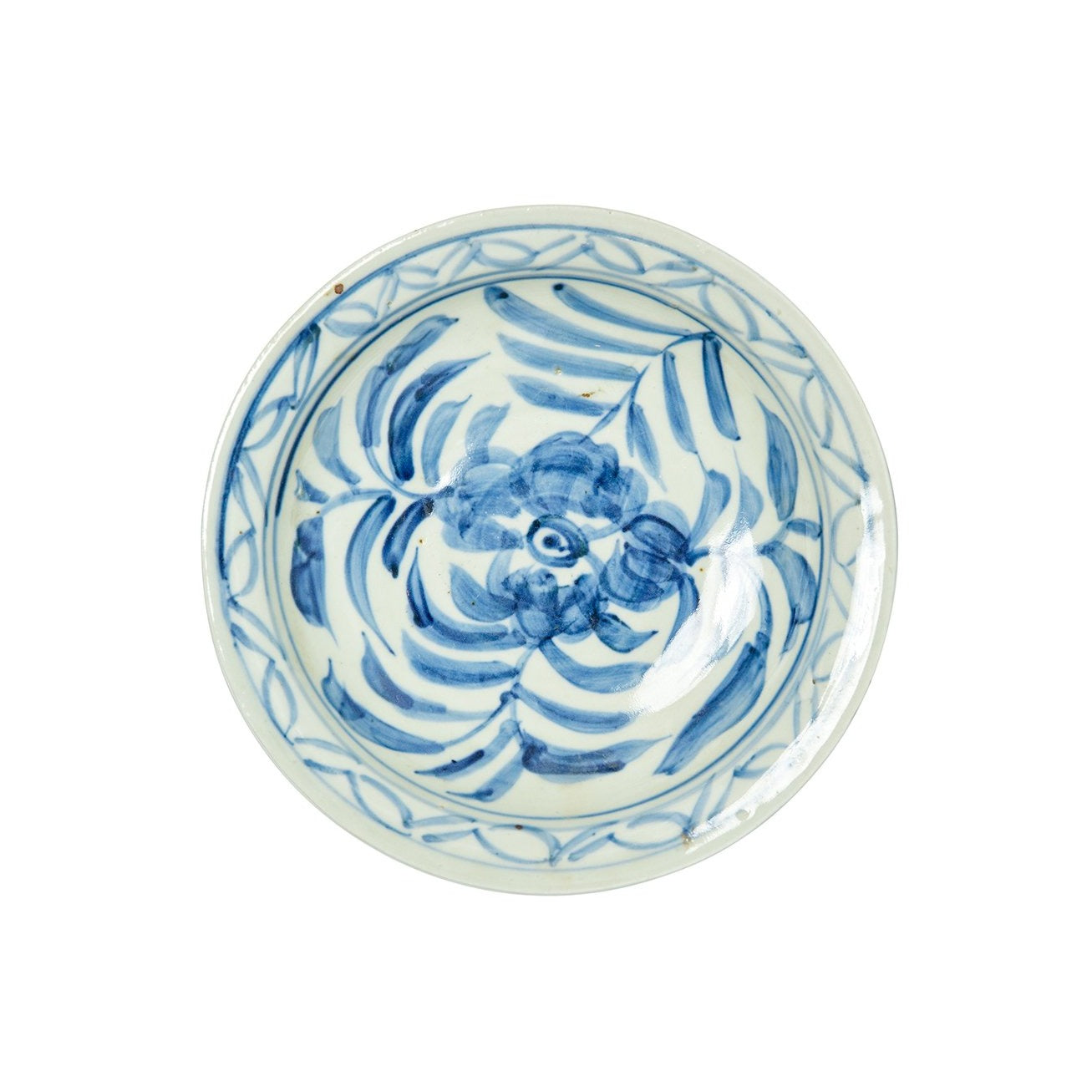 Blue and White Plate, Peony Print