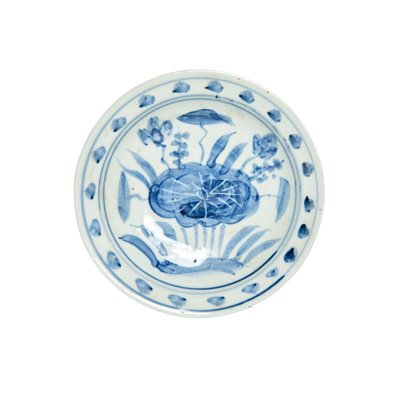 Blue and White Plate, Lotus Print