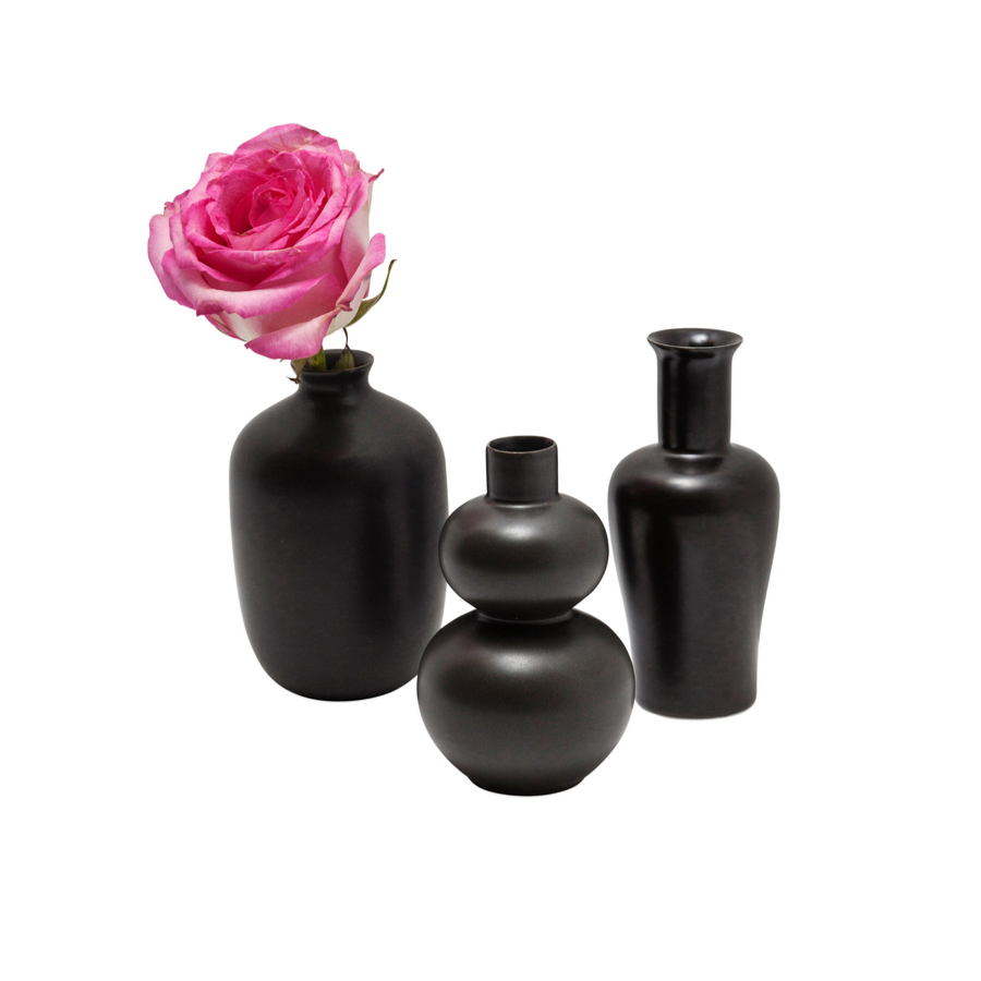 Double Lobed Black Mini Vase
