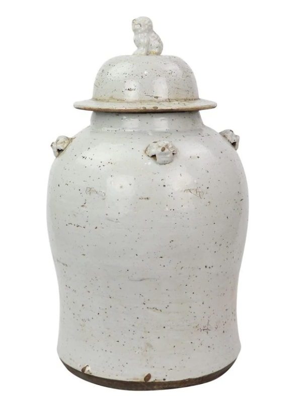 Vintage White Temple Jar