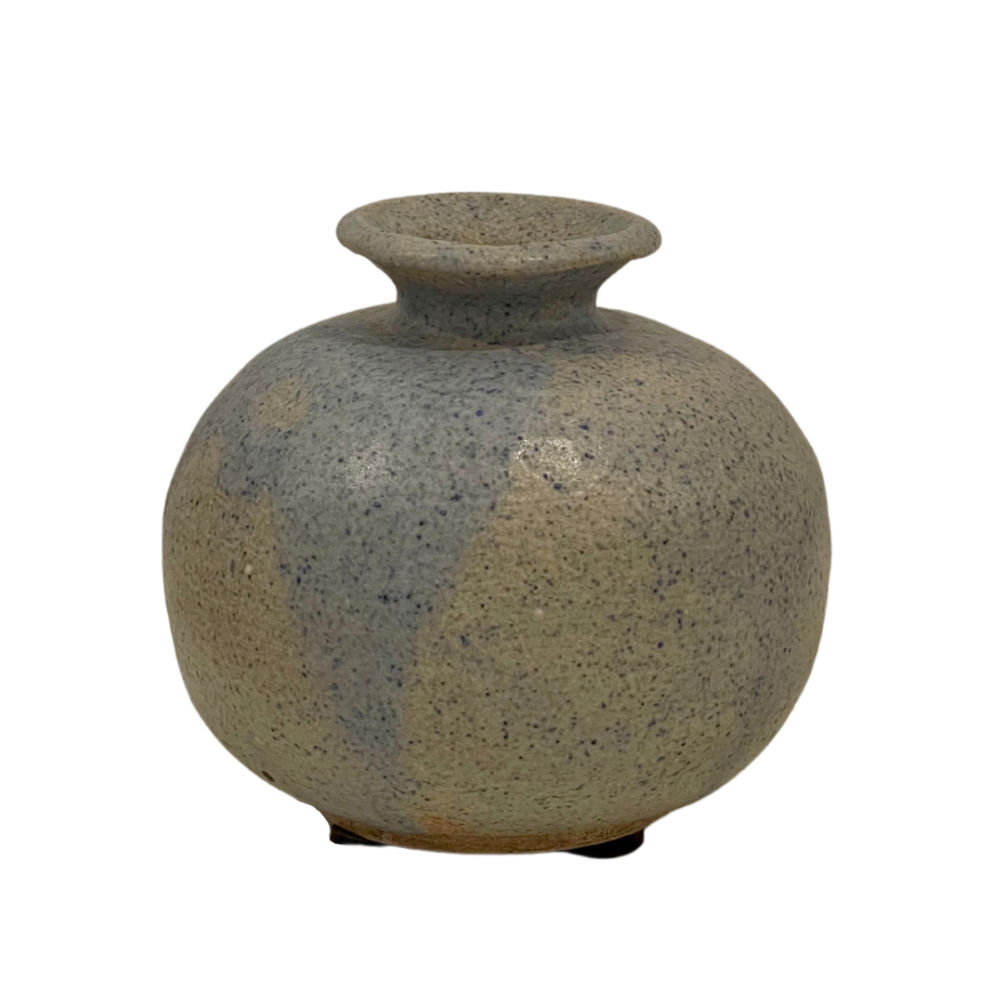 Mid-Century Pale Blue Glazed Stoneware Vase, Signed