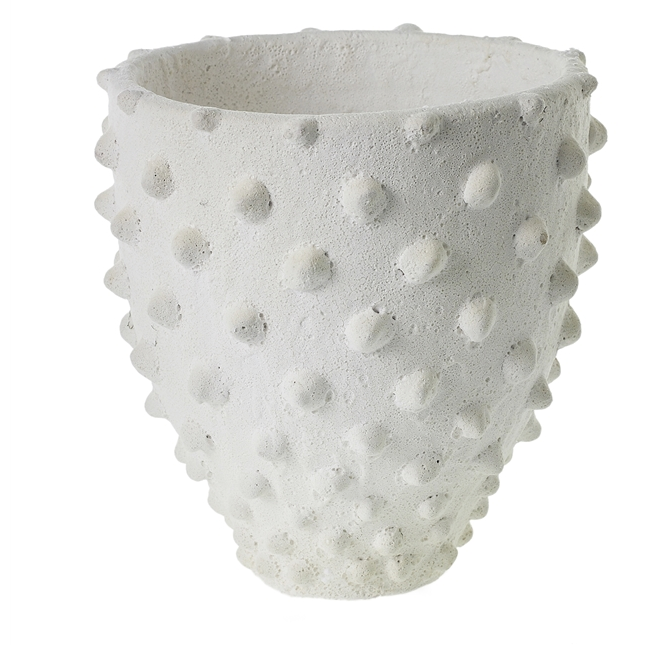 White Textured Terracotta Vase, Medium