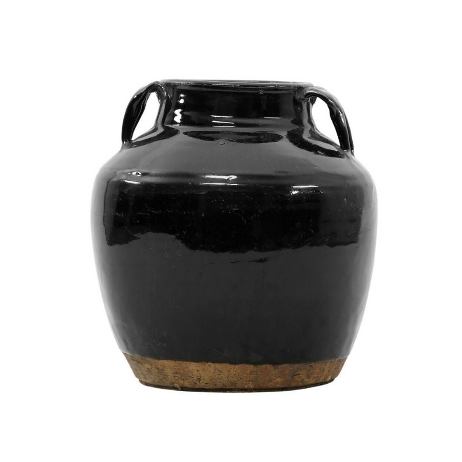 Black Vintage Jar with Handles