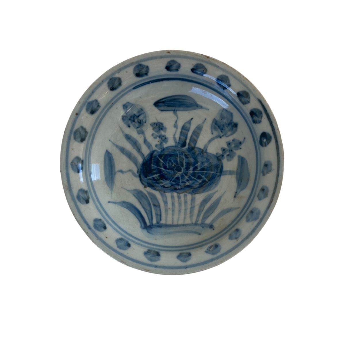 Blue and White Plate, Lotus Print