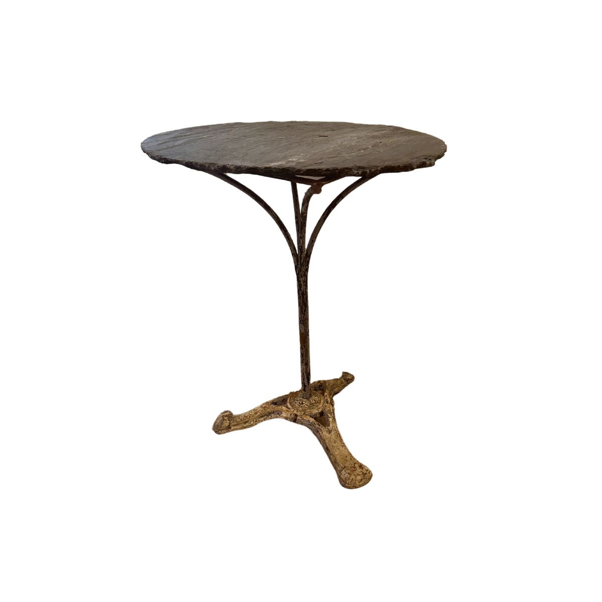Weathered Antique Parisian Bistro Table with Slate Top