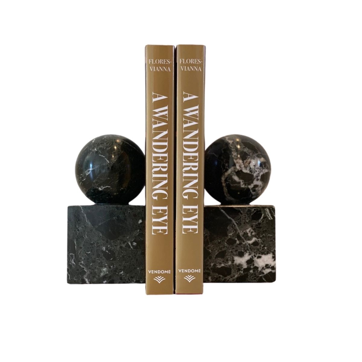 Black Polished Marble Bookends