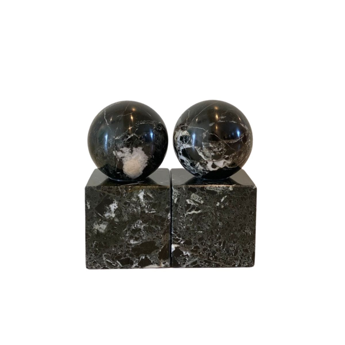 Black Polished Marble Bookends