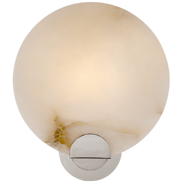 Round Alabaster Shade in a polished Nickel Sconce 