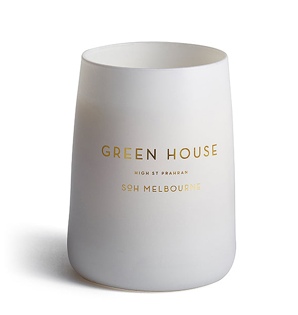 Green House White Matte Glass Candle