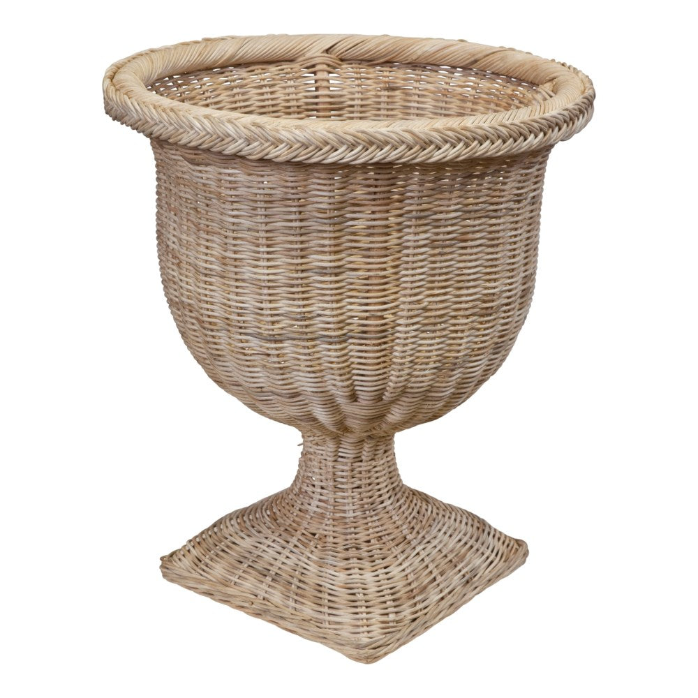 Wicker Urn and Pedestal with Braided Detail