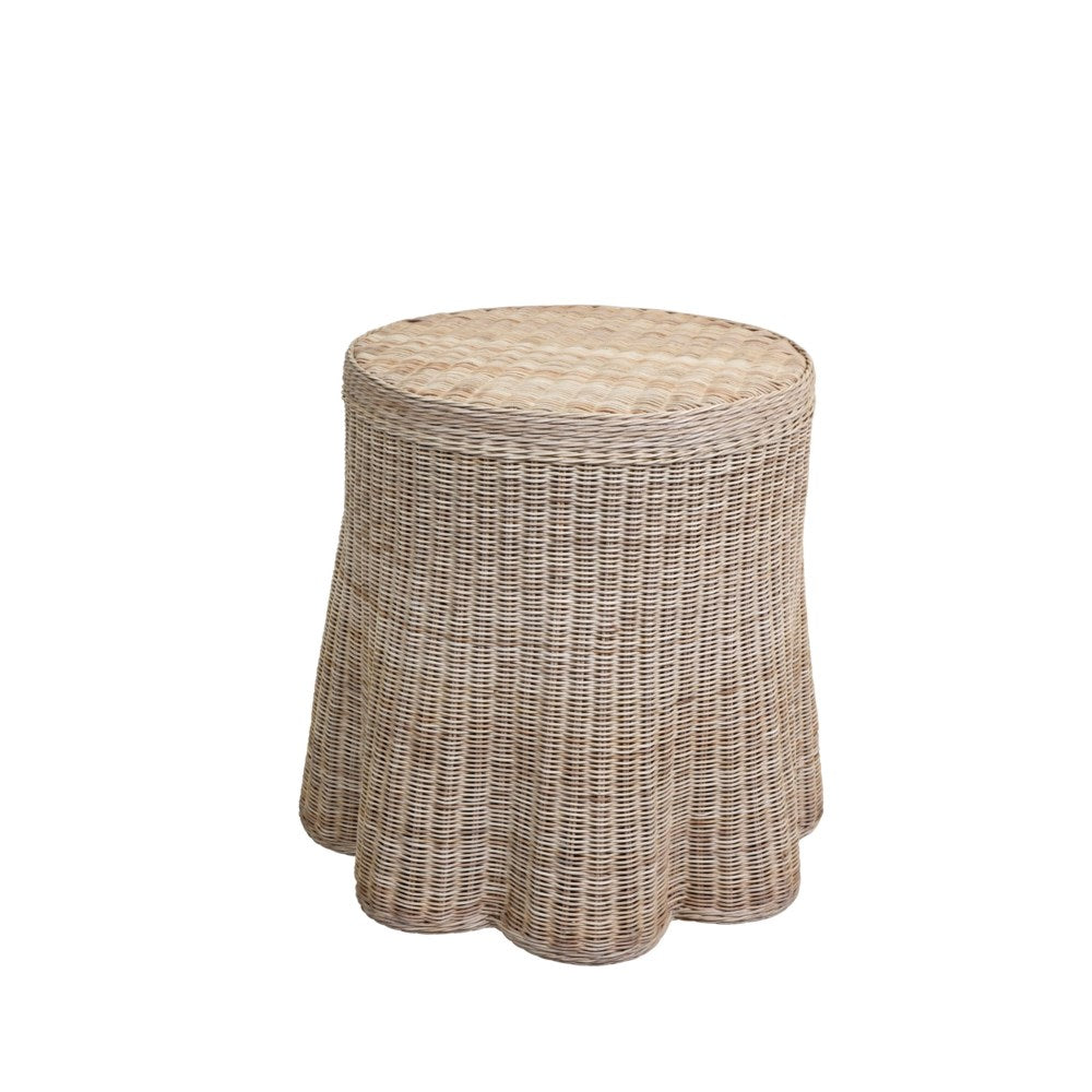 Wicker Scallop Round Side Table