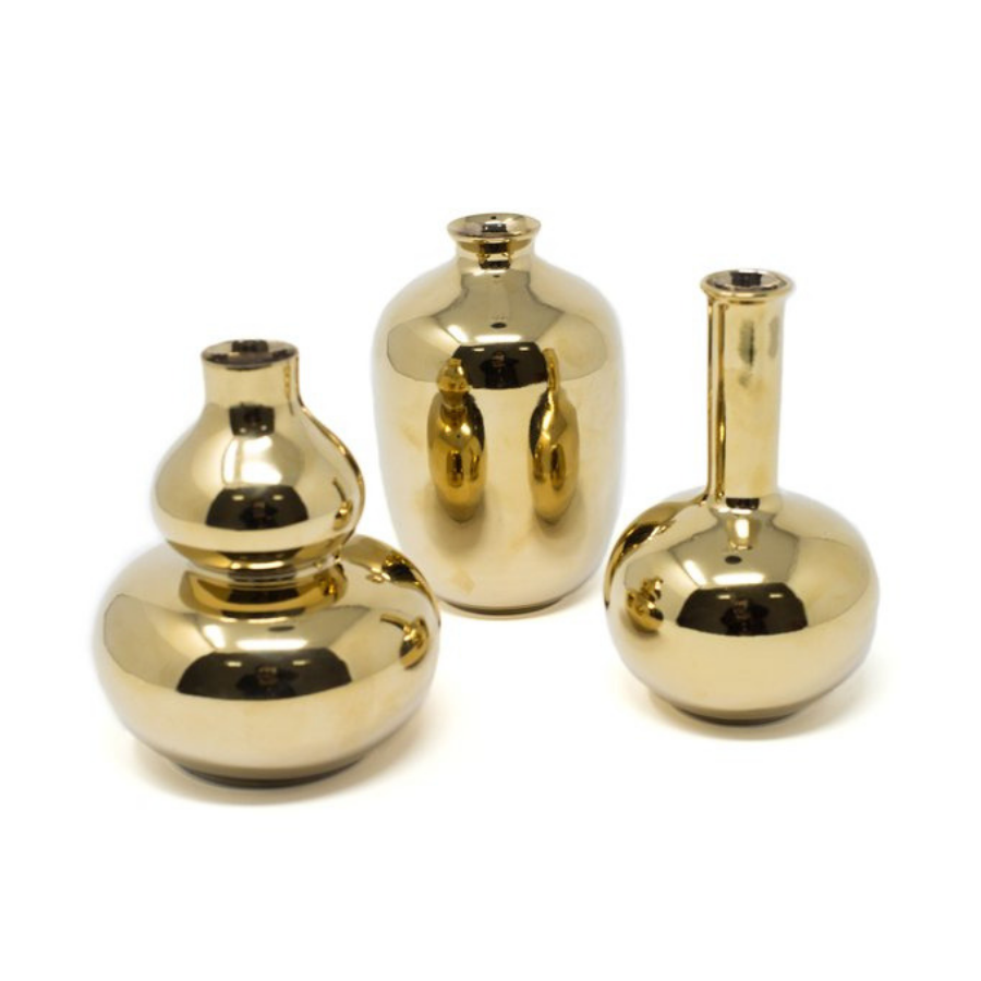 Plum Shaped Mini Bud Vase, Gold