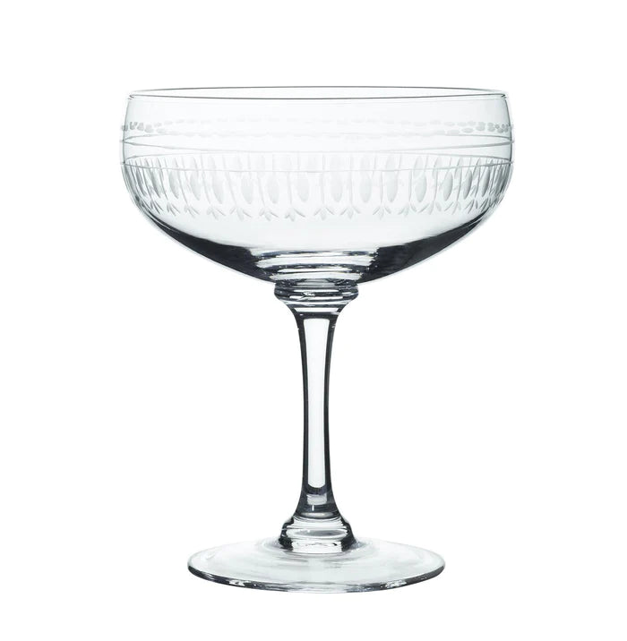 Crystal Cocktail Glasses with Ovals Design, Set of 4
