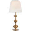 Comtesse Medium Triple Table Lamp in Hand-Rubbed Antique Brass with Linen Shade