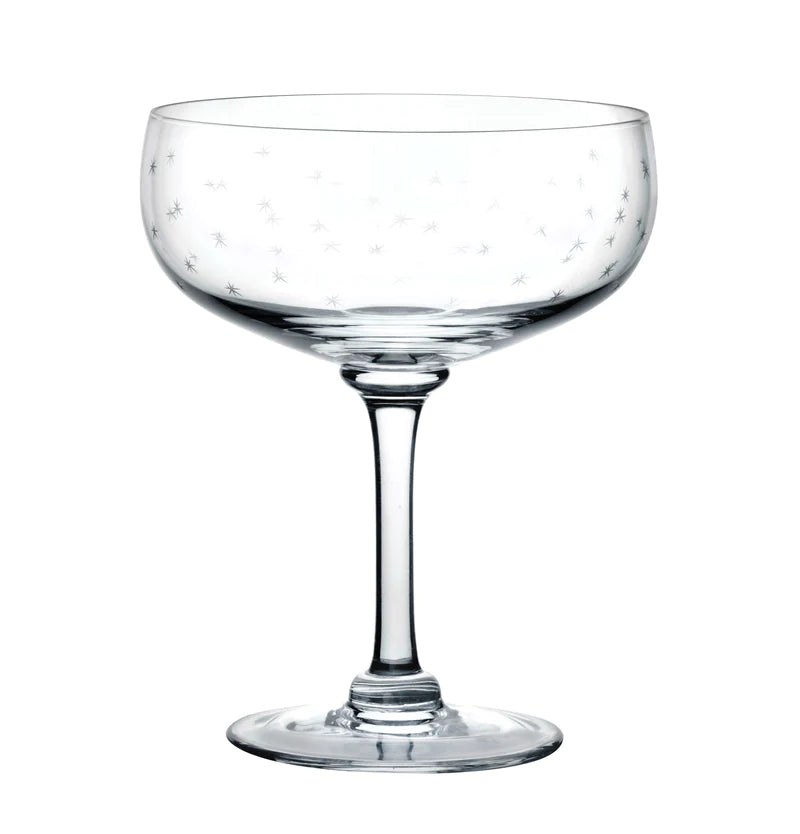 Crystal Cocktail Glasses with Stars Design, Set of 4